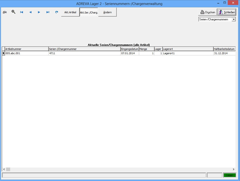 ADREVA Lager 2 Seriennummern- / Chargenverwaltung