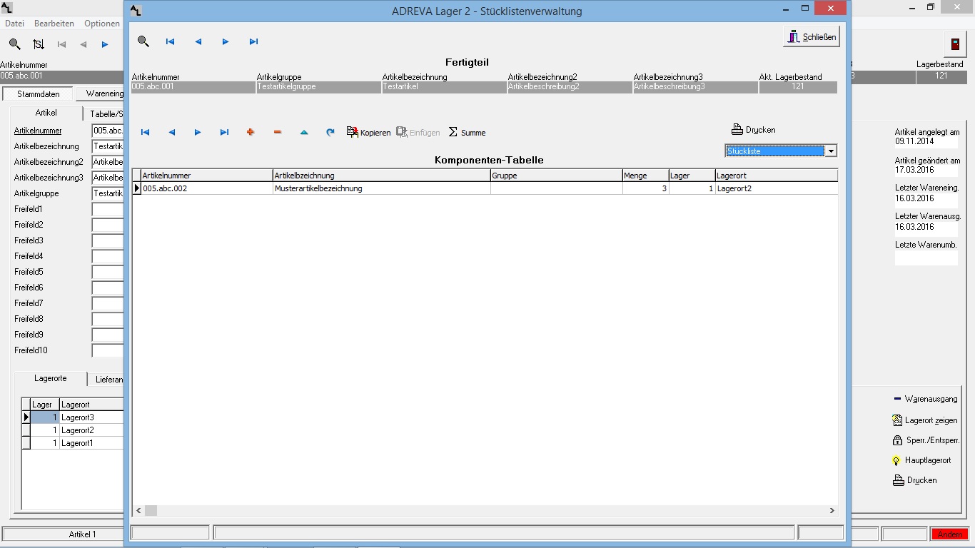 ADREVA Lager 2 Stcklistenverwaltung